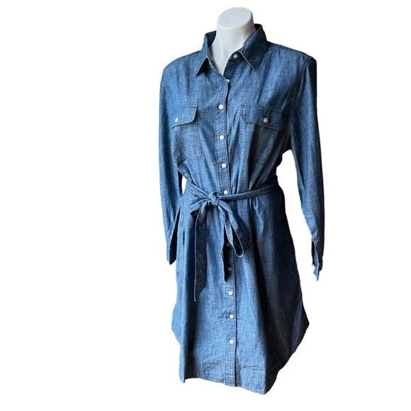 NWT, Lands' End Chambray Button Front Shirt Dress, Sz 1X - Picture 4 of 12